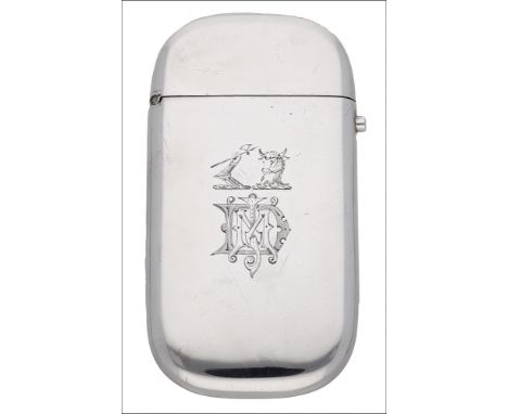 Regimental interest: A Victorian 3rd (Prince of Wales’s) Dragoon Guards silver card case, of rounded rectangular form, the fr
