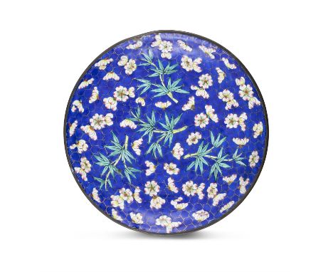 A PHAP LAM / HUE ENAMEL ON COPPER ‘BAMBOO AND PRUNUS' DISH POSSIBLY FROM ONE THE SERVICES OF H.M. THE EMPERORS THIEU TRI AND 