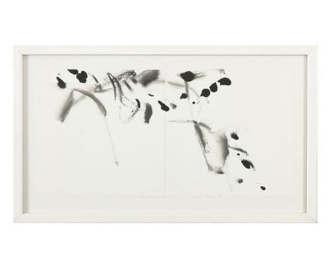 T'ANG HAYWEN 曾海文 (China and France, 1927-1991)Abstraction in black and whiteA diptych of inks on paperUnsignedFramed with a g