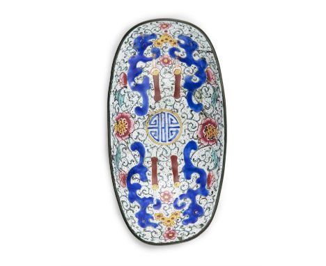 A CANTON ENAMEL ON COPPER INGOT SHAPED CUP BY THE WORKSHOP XUYANJI 许燕记 China, Guangdong, Late Qing Dynasty, Second half of 19