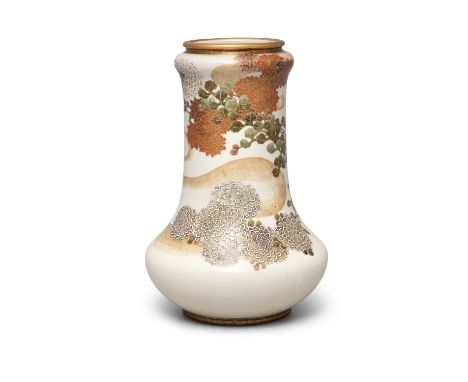 A BALUSTER SATSUMA VASE POSSIBLY BY SEIKOZANJapan, Meiji periodResting on a short ring foot, with a compressed globular body 