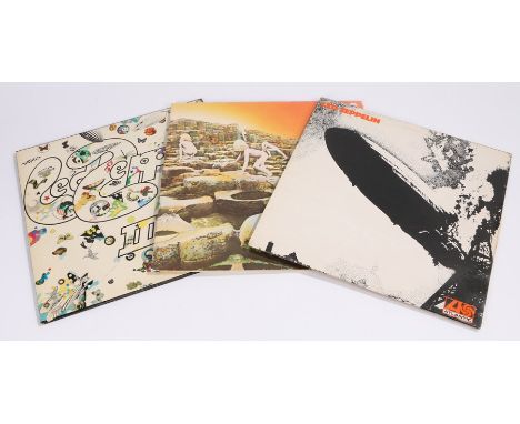 3 x Led Zeppelin LPs. Led Zeppelin, (Atlantic K 40031). 111, (K 50002), with spinning wheel. Houses Of The Holy, (SD 19130)