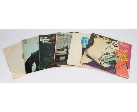7 x Mixed LPs to include Jimi Hendrix - '64 (Boulevard). The Rolling Stones - Love You Live.The Moody Blues, The Brothers Fou