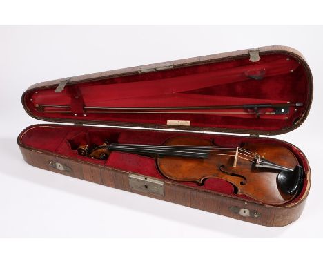 19th Century violin, full size, one piece back, Hart &amp; Son case with bow