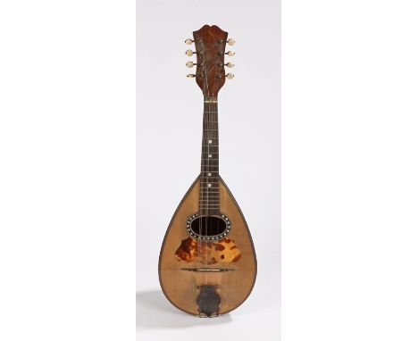 Late 19th Century Mandolin, bearing label inscribed "Stridente Fabrica di Mandolini Via Antonio 22 Napoli" with mother of pea