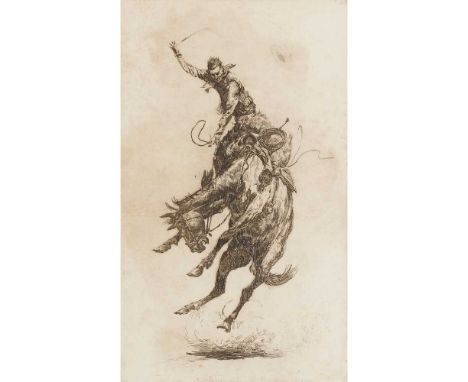 EDWARD BOREIN (AMERICAN 1872-1945) SCRATCHIN' HIGH, EARLY AMERICAN RODEO, c.1919 Etching &amp; drypointDimensions:the sheet 2