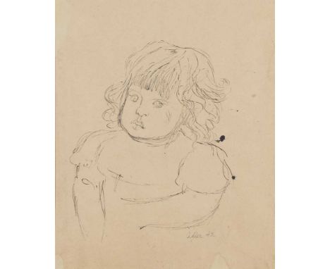 JANKEL ADLER (POLISH 1895-1949) PORTRAIT OF A CHILD, OPUS 140, 1942 Signed and dated lower right, ink on buff paperDimensions