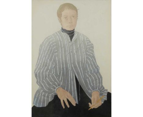 § BARBARA BALMER R.S.A., R.S.W., R.G.I. (SCOTTISH 1929-2017) SELF-PORTRAIT, 1976 Signed and dated lower left, watercolour and