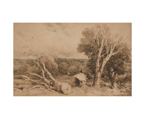DAVID COX (BRITISH  1783-1859) A FALLEN TREE TRUNK Watercolour and pencilDimensions:13cm x 21cm (5.25in x 8.25in)Provenance:P