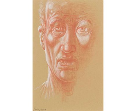 § PETER HOWSON O.B.E. (SCOTTISH 1958-) SELF-PORTRAIT Signed lower left, pencil on buff paperDimensions:21.5cm x 13.5cm (8.5in