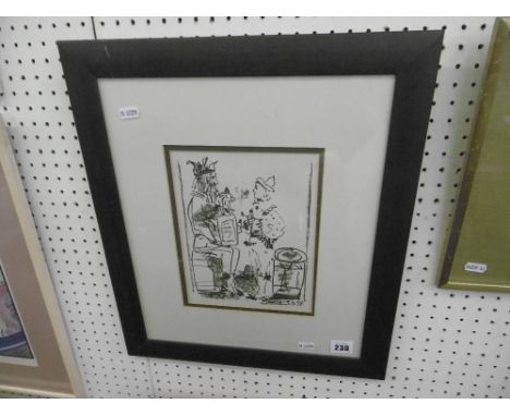 ORIGINAL 'PABLO PICASSO' LITHOGRAPH, 'THE JESTER AND THE CLOWN', SIGNED AND DATED 1958