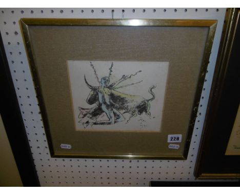 ORIGINAL 'JEAN COCTEAU' LITHOGRAPH 'TOREADOR' DATED, 1964