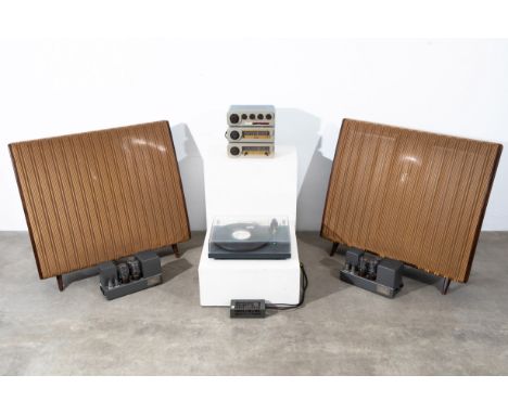 The QUAD, HiFi Stereo Anlage mit Röhrenverstärker, Plattenspieler + 2 BoxenThe QUADDesign 1960sThe QUAD HiFi Stereo Anlage. E