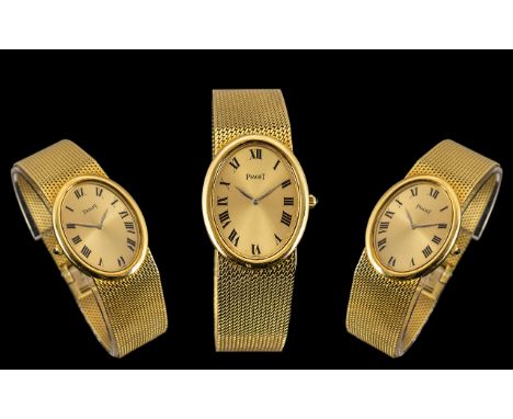 Piaget 18ct Gold Manual Wind - Unisex Wrist Watch - with Integral 18ct Gold Mesh Bracelet. Full Hallmark for 1994, Features C