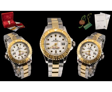 Rolex - Ladies Yacht Master Gold and Steel Oyster Perpetual Date - Superlative Chronometer Wrist Watch. Model No 169623. Wond