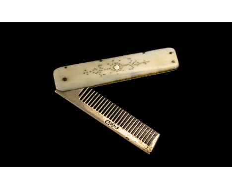 Victorian Ivory Comb with folding action