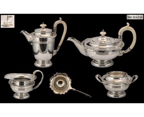 Walker &amp; Hall Superb Quality Sterling Silver 5 Piece Tea Service of Excellent Design / Form, Heavy Thick Silver Gauge. Ha