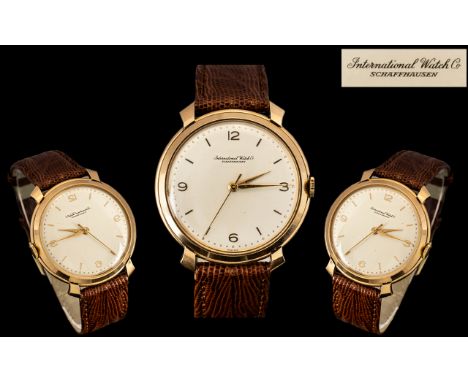 I.W.C ( International Watch Company ) Iconic - High Quality Mechanical Wind Gents Superb 18ct Gold Wrist Watch. c.1951. With 