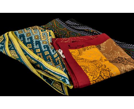 Mary Quant Interest - Three Original Mary Quant Scarves.  1960s water-repellent scarf, signature on scarf, in shades of pink 