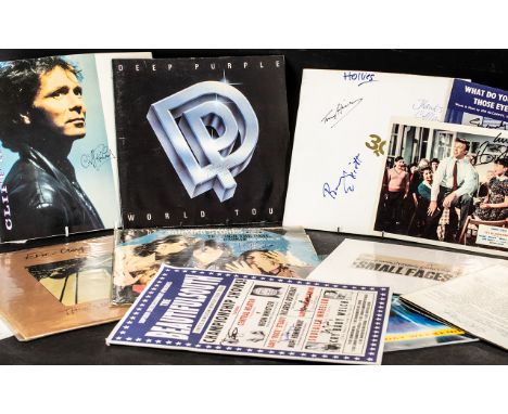 Pop Music Autographs on Programmes, Records and Photos. Wonderful Signatures to Include Eric Clapton ( On L.P ) Def Leppard (