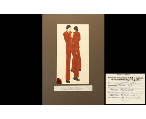 Royal College of Art Studies by Applicants for Admission for Fashion/ Mens Wear; mounted, finished sheet of watercolour drawi