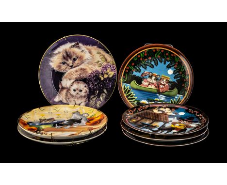 Collection of Four Decorative Cat Wall Plates, 'Old Tad's Golden Oldies Wall Plates, made in Germany, '; also, a Royal Worces