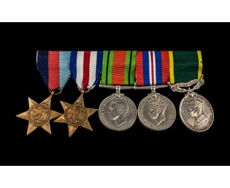 WW2 Named Group Of Five Medals On Bar To Include The 1939-1945 Star, The France And Germany Star, Defence Medal, War Medal An