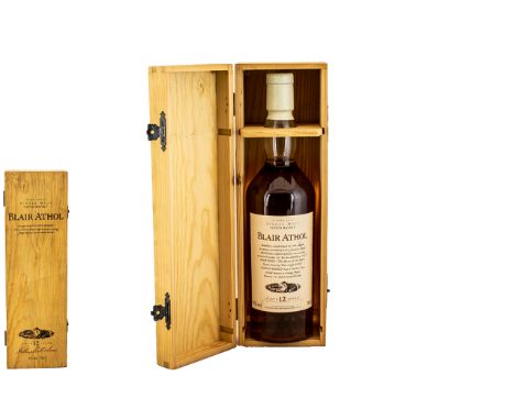 Blair Athol Highland Single Malt Scotch Whisky Bottle. Aged 12 Years, 43% Vol, 70 cl. With Wooden Case. A Single Malt Scotch 