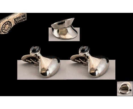 Georg Jensen Iconic Sterling Silver Ring, Marked with Full Hallmark No 93 Design. Ring Size K + A Pair of Georg Jensen Iconic