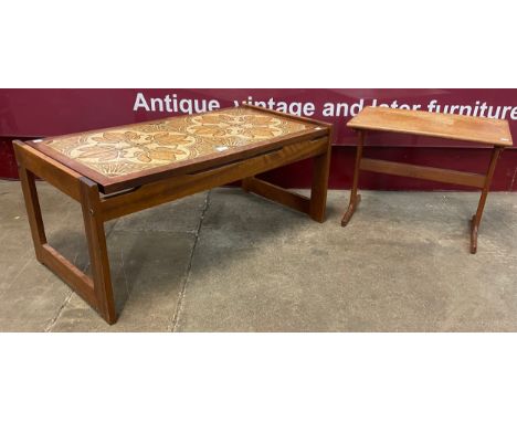A Danish teak occasional table and a teak and tile topped coffee table 