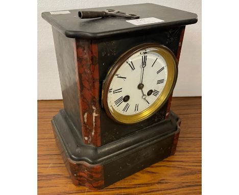 A black slate 8-day mantel clock 