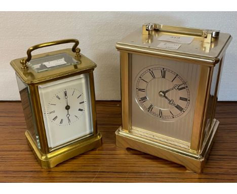 A gilt metal carriage clock and a silvered mantle clock 