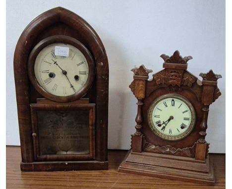 Two late 19th Century American walnut and rosewood shelf clocks 