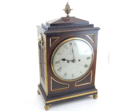 A Regency mahogany eight day bracket clock, double fusee movement with shaped plates, plate signed Molyneux, London, strikes 