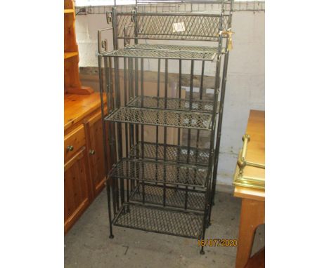 TWO MATCHING METAL SHELF UNITS, EACH WIDTH APPROX 66CM