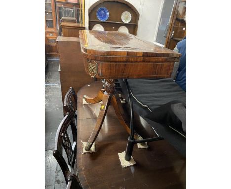 An inlaid brass card table a.f