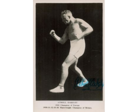 Atholl Oakeley, wrestler. A signed 5.5x3.5 photo postcard (unused). Sir Edward Atholl Oakeley, known under the ring name Atho