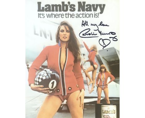 Lamb's Navy Rum, iconic 70's advertising campaign 8x10 photo signed by actress and model Caroline Munro. Good condition. All 