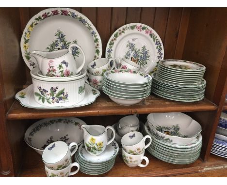 Modern Worcester Black Mustard floral design china dinner ware approx. 60 pieces 
