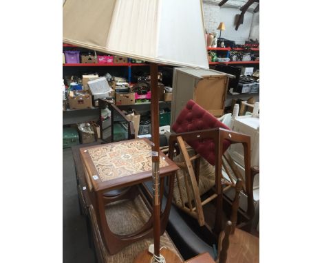 A retro teak standard lamp 