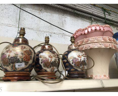 Three ceramic table lamps 