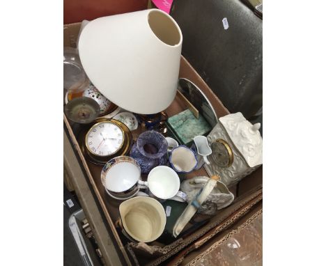 Box of pottery inc clock etc. 