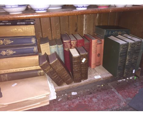 Shelf of books inc. The Childhood of Queen Victoria two volumes and three volumes by Lytton 