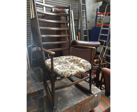 A retro ladder back rocking chair 