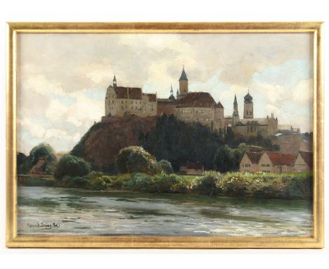 LESSING, Konrad Ludwig (1852-1916), "Schloss Hohenzollern in Sigmaringen", Öl/Lwd., 41 x 59, unten links signiert, R. 