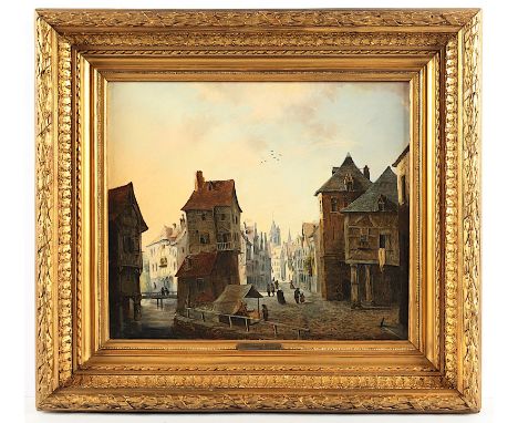 DAIWAILLE, Alexander Joseph (1818-1888), zugeschrieben, "Stadtansicht", Öl/Lwd., 40 x 47, unten rechts monogrammiert und "185