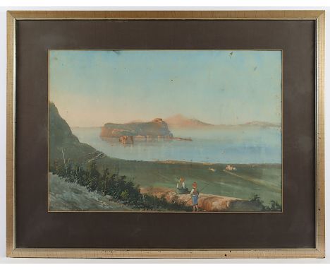 AQUARELLIST DES 19.JH., "Mittelmeerlandschaft", Pastell/Papier, 42 x 61 (Passepartoutausschnitt), besch., R. 