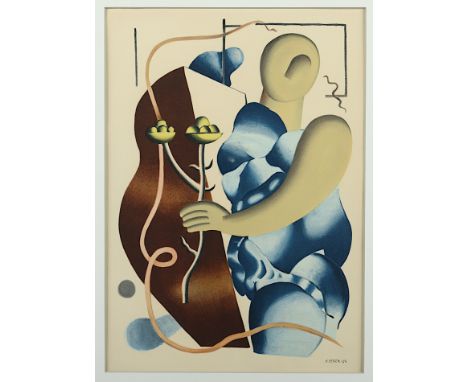 LEGER, Fernand, "Femme tenant une fleur", Farblithografie, 35 x 24,5, im Stein signiert, Mourlot/Paris, 1955, R. 