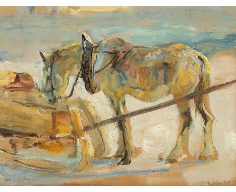 GOTH, Maurice (1873-1944), "Pferd", Studie, Öl/Platte, 22 x 29 (Passepartoutausschnitt), unten links signiert, unten rechts "