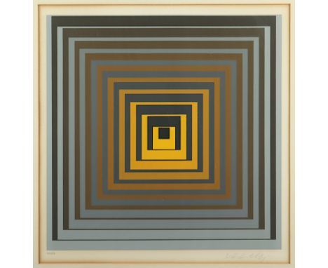 VASARELY, Victor, "Dia - or", Farbserigrafie, 39 x 39,5, nummeriert 101/250, handsigniert, lichtrandig, aus der Mappe "Clarit